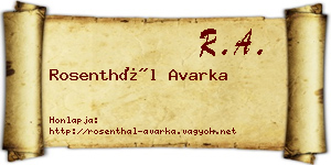 Rosenthál Avarka névjegykártya